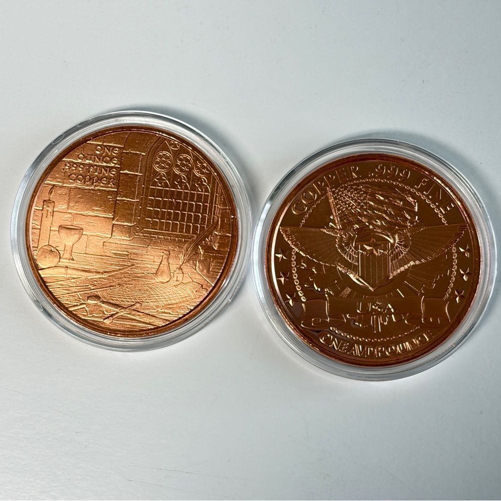 Lot of 2 Copper Rounds – Pied Piper & “They’re Here” Alien – 1 oz Each – BU - Picture 2 of 2
